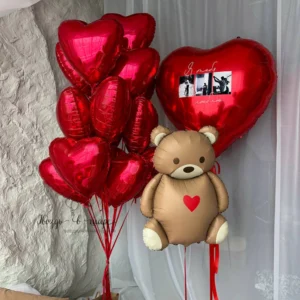 15 сердец,мишка,с фото